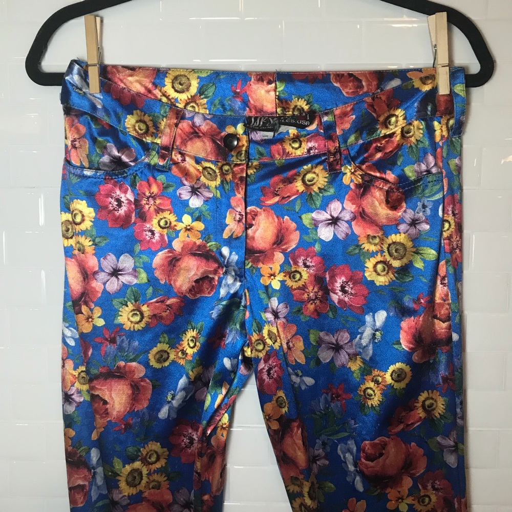LIP SERVICE satin skinny pants floral 1995 sample